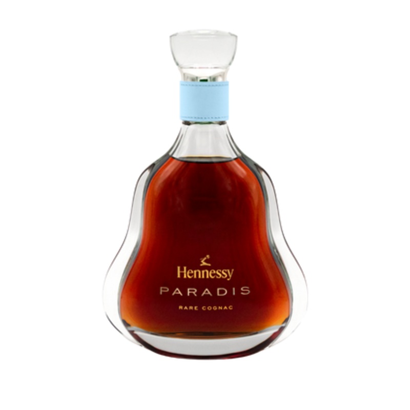 Hennessy Hands - Celestial Blue, Sans Font, Gold Engraving Color Cognac