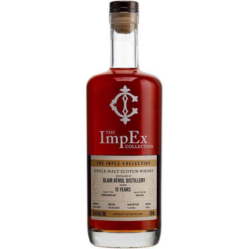 The Impex Collection Blair Athol 15 Year Old Oloroso Sherry Butt # 4255 Speyside Single Malt 2007 Scotch Whisky