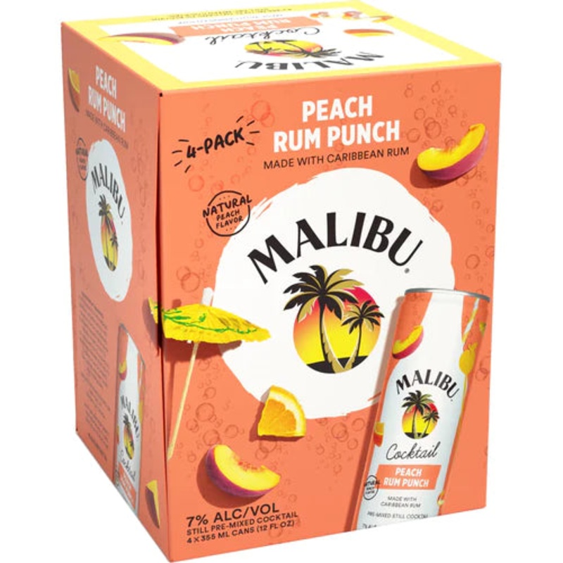 Malibu Peach Rum Punch Cocktail | 4x355ML